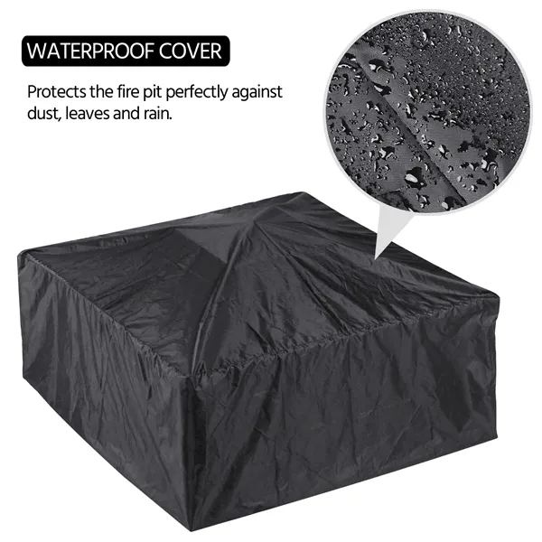 Topeakmart 32'' Outdoor Metal Fire Pit Square Garden Stove Brazier for Barbecue, Heating, Cooling Drinks w/Cover & Poker Black, photo 6 of 12