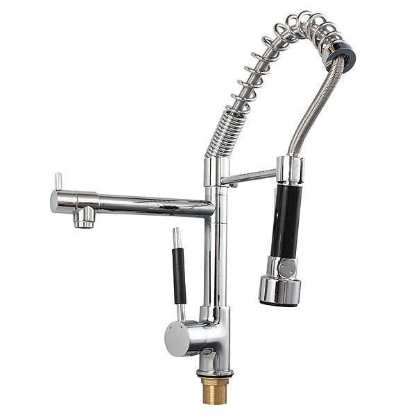 Kadell G1/2'' Silver Kitchen Faucet Single Handle Pull Down Sprayer Sink Mixer Tap Kitchen Sink Faucet Pull out Spray Rotating Tap, photo 6 of 9