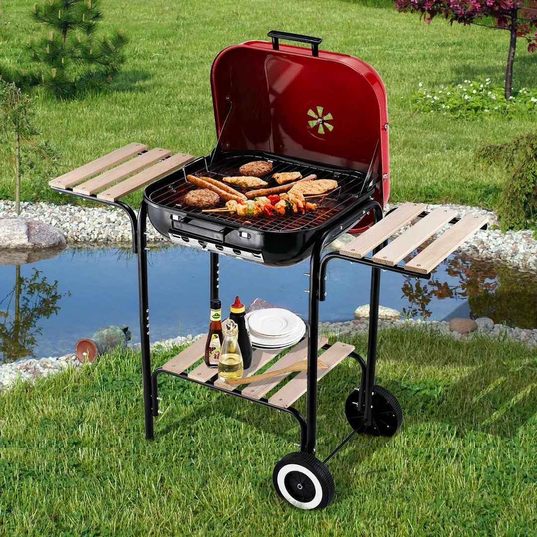 Outsunny 19” Steel Porcelain Portable Outdoor Charcoal Barbecue Grill, photo 2 of 11