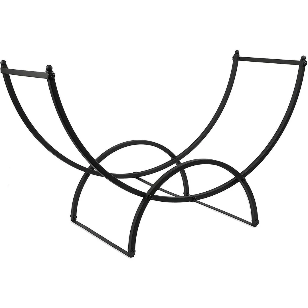 Juvale 3-Foot Iron Steel Curved Firewood Rack Fireside Log Wood Storage Holder for Indoor Outdoor, Black, photo 3 of 7