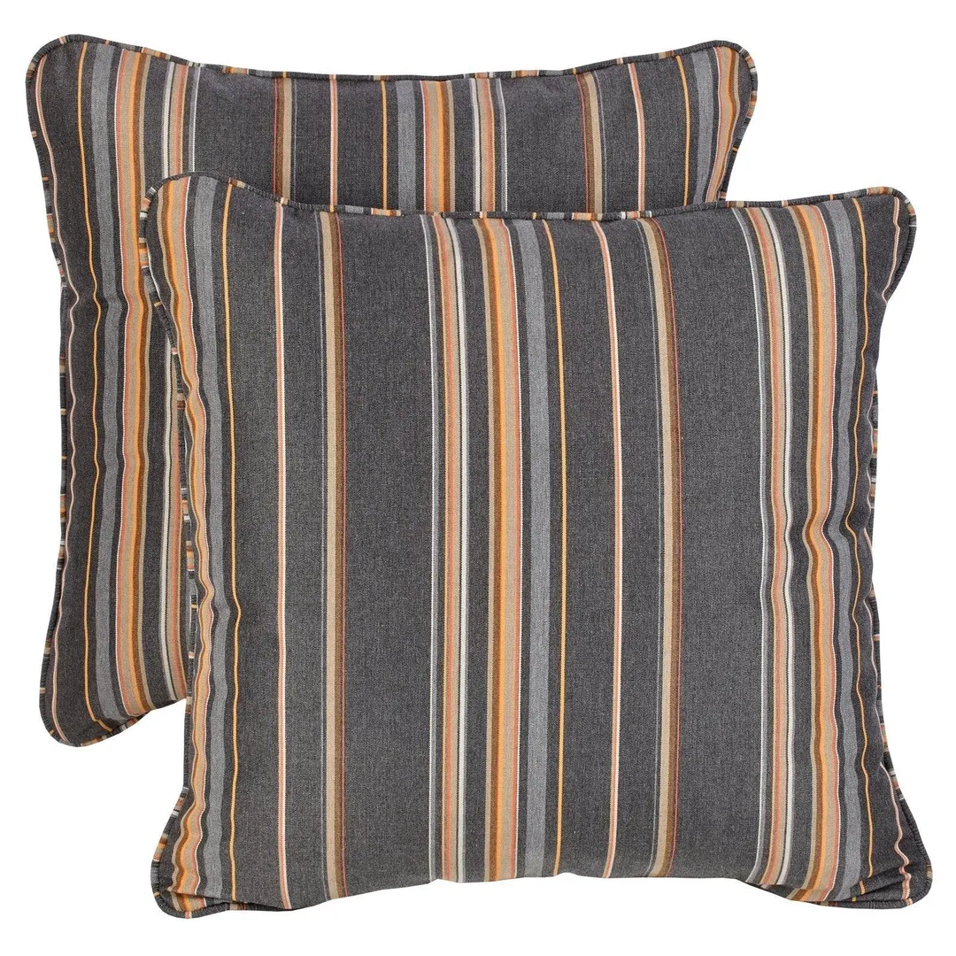 Mozaic Company Sunbrella Striped Outdoor Square Pillow with Corded Edge - Set of 2, photo 5 of 5