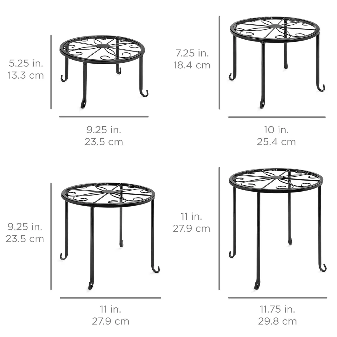 Best Choice Products Set of 4 Indoor Outdoor Metal Plant Stands, Flowerpot Holders for Home & Garden w/Starburst Design, photo 7 of 7