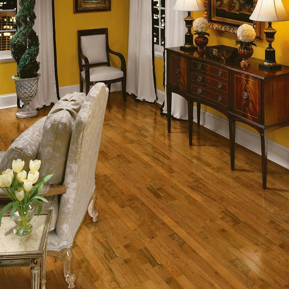 Bruce Plano Oak Gunstock 3/4 in. Thick x 2-1/4 in. Wide x Varying Length Solid Hardwood Flooring (20 sq. ft. / case), photo 2 of 5