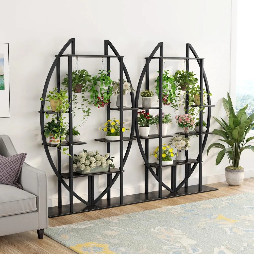 Tribesigns 5-Tier Plant Stand Pack of 2, Multi-Purpose Curved Display Shelf Bonsai Flower Plant Stand Rack for Garden, Patio, or Balcony, Indoor and Outdoor Use, photo 2 of 9