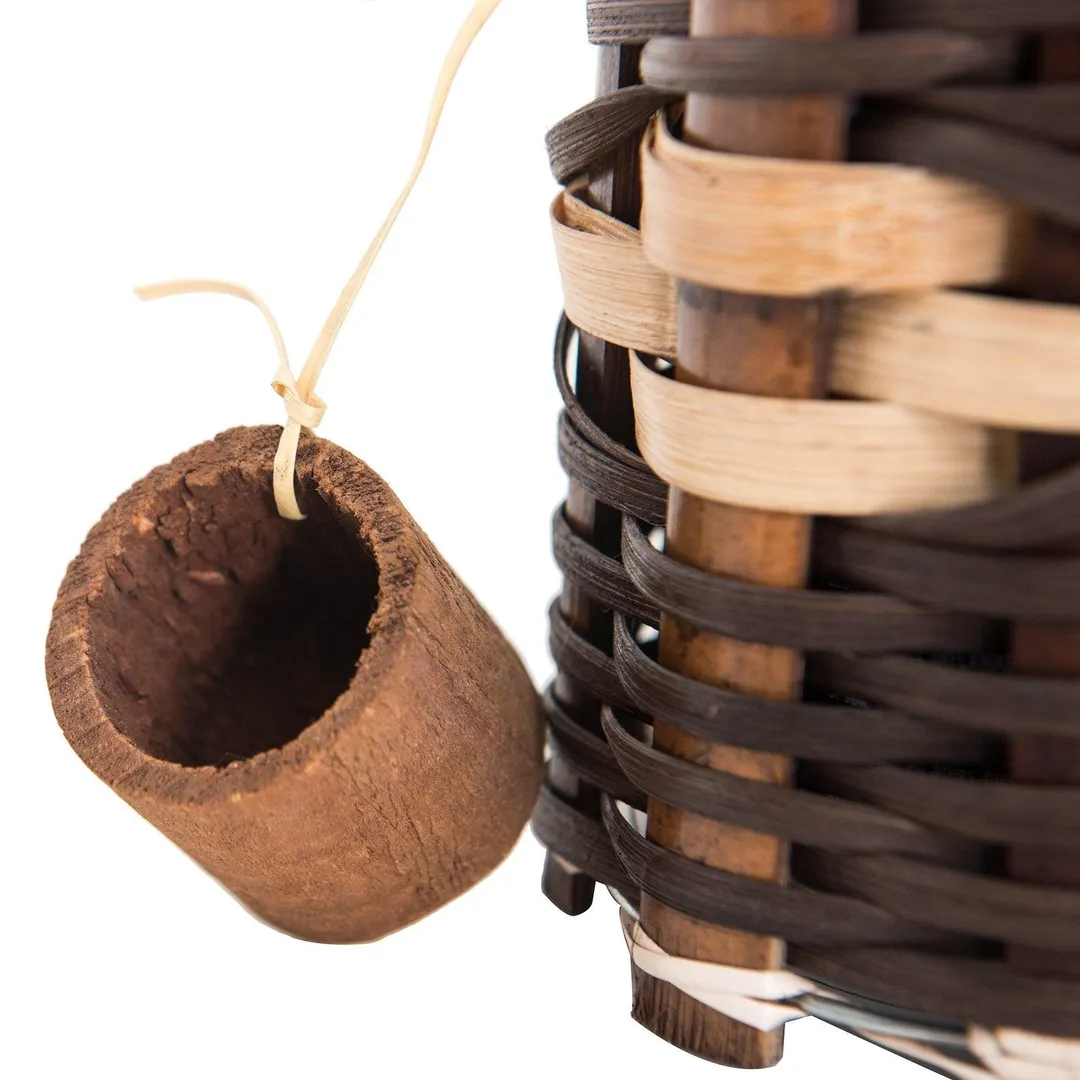 Sunjoy Tabletop Oil Torch, Tiki Style Rattan Vine Outdoor Lighting, Patio Garden Decor, Brown, photo 8 of 9