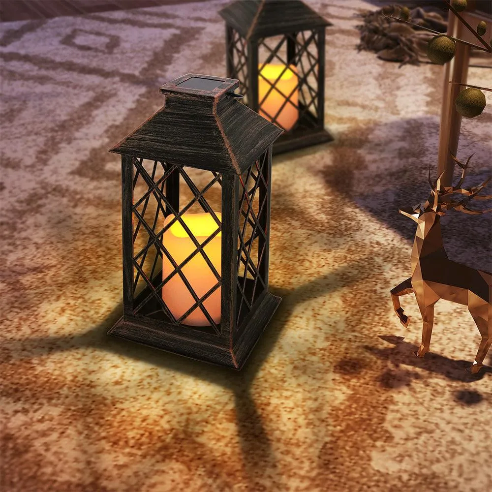 Abble Outdoor Solar Lantern Hanging Garden Lights Flameless Candle Lantern  (Set of 2), photo 3 of 7