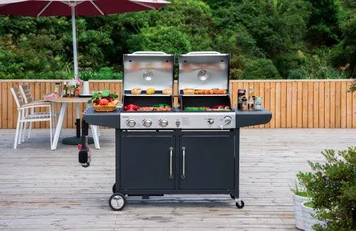 Royal Gourmet ZH3002 3-Burner 27,000-BTU Dual Fuel Cabinet Gas and Charcoal Grill Combo, Outdoor Barbecue, Black, photo 2 of 6