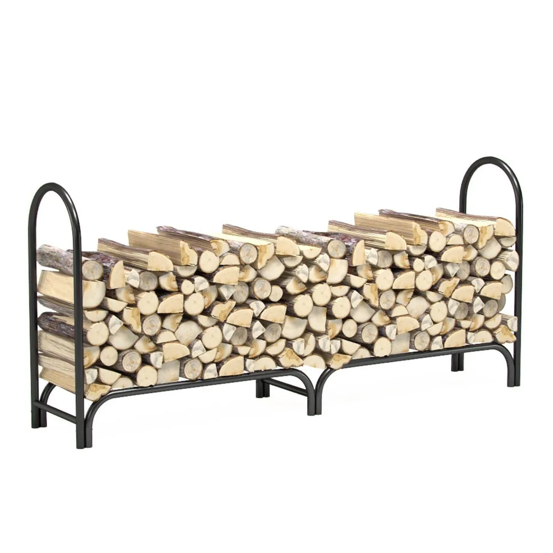 Gibson Living  8 ft Heavy Duty Firewood Shelter Log Rack for Fireplaces and Fire Pits to Enjoy a Real Fire or Complement Vent-Free, Propane, Gas, Gas Inserts, Ethanol, Electric, Indoor Outdoor Firepla, photo 2 of 5