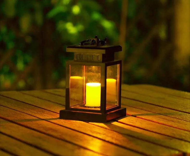 Topchances 4 Pack Solar Lantern,Outdoor Garden Hanging Lantern-Waterproof LED Flickering Flameless Candles Mission Lantern for Table,Outdoor,Party, photo 11 of 11