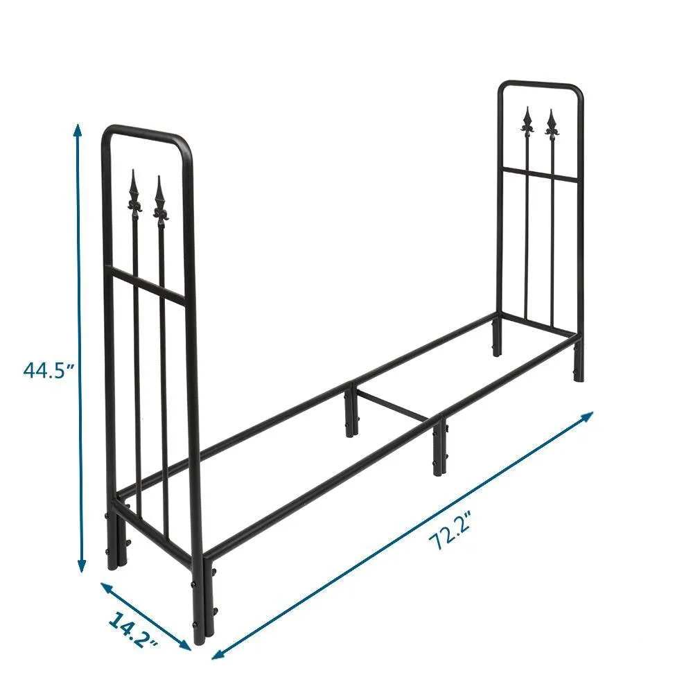 Ktaxon 72.44 x 44.88 x 14.96" Heavy Duty Outdoor Firewood Racks Steel Wood Storage Log Rack Holder, photo 6 of 7