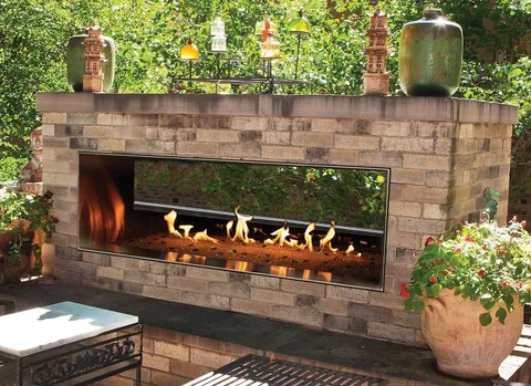Systems Carol Rose Outdoor SS See-Through 48" Linear Fireplace - NG