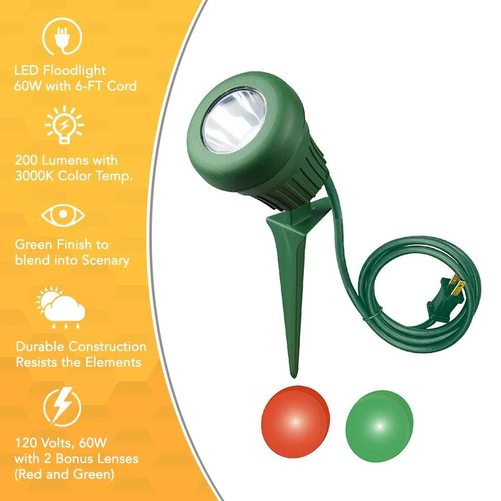Yard Master Woods 434 Green 3' Sjtw Cord Led Outdoor Garden Flood Light with Stake, photo 2 of 4