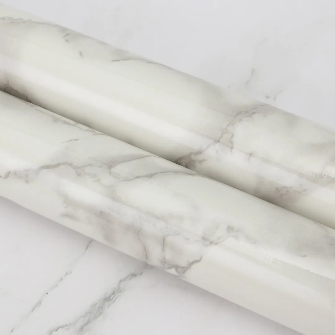 NK HOME 15.7'' x 40'' Marble Paper Granite Gray/White Roll Kitchen countertop Cabinet Furniture is renovated Thick Wallpaper PVC Easy to Remove, Upgrade Wallpaper-White, photo 2 of 8