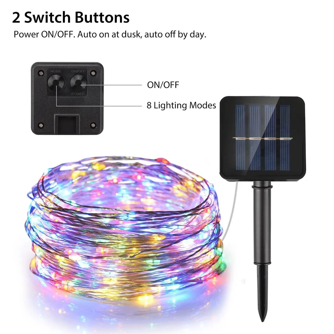 EEEkit 1/2Pcs 78.7ft Outdoor Solar String Lights,240 LED Solar Fairy Lights with 8 Lighting Modes Waterproof, Flexible Copper Wire String Lights,Christmas Decoration for Home Garden Wedding Holiday Party, photo 4 of 9
