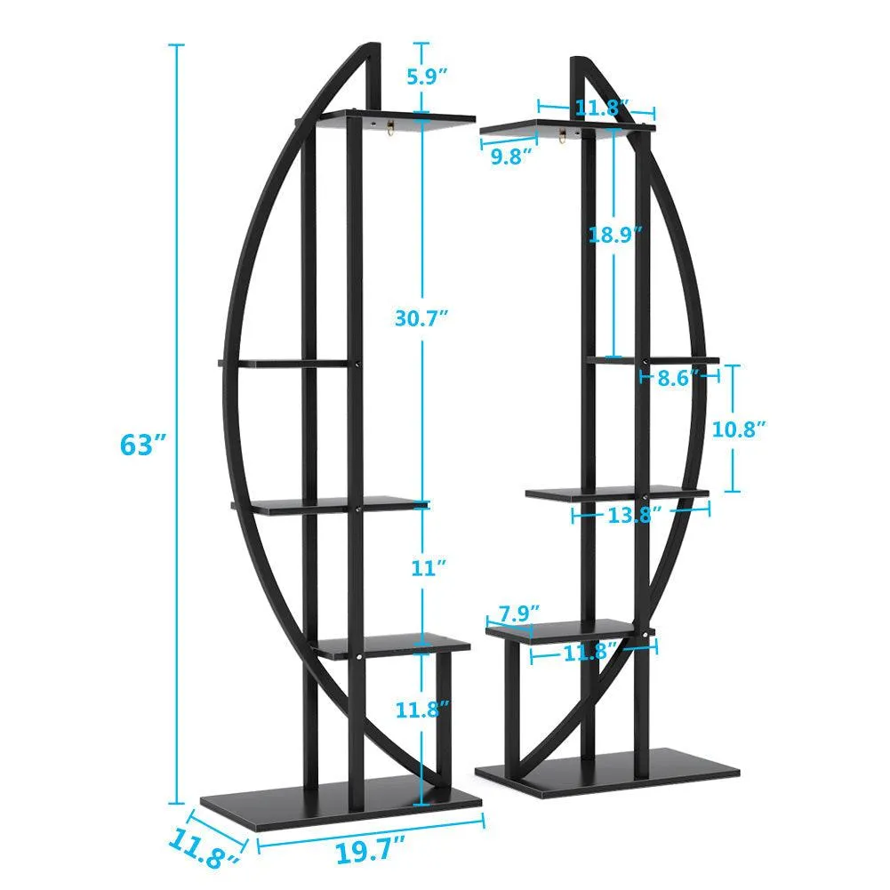 Tribesigns 5-Tier Plant Stand Pack of 2, Multi-Purpose Curved Display Shelf Bonsai Flower Plant Stand Rack for Garden, Patio, or Balcony, Indoor and Outdoor Use, photo 8 of 9