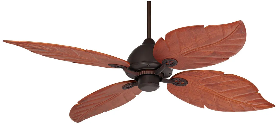 Casa Vieja 60" Casa Vieja Tropical Outdoor Ceiling Fan Oil Rubbed Bronze Walnut Wood Leaves Damp Rated for Patio Porch, photo 2 of 6