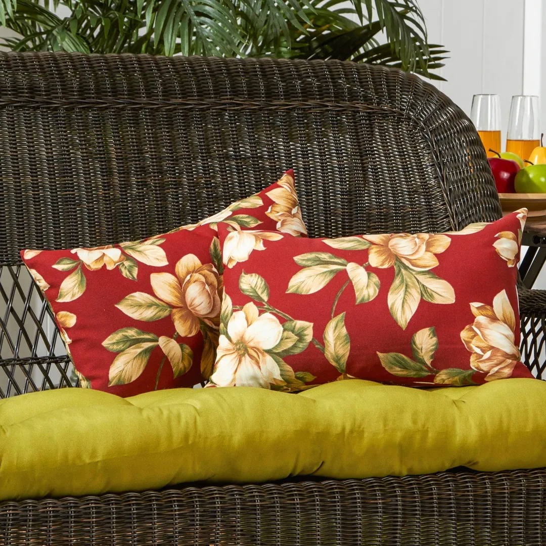 Roma Floral 19 x 12 in. Outdoor Rectangle Accent Pillow, Set of 2, photo 2 of 5