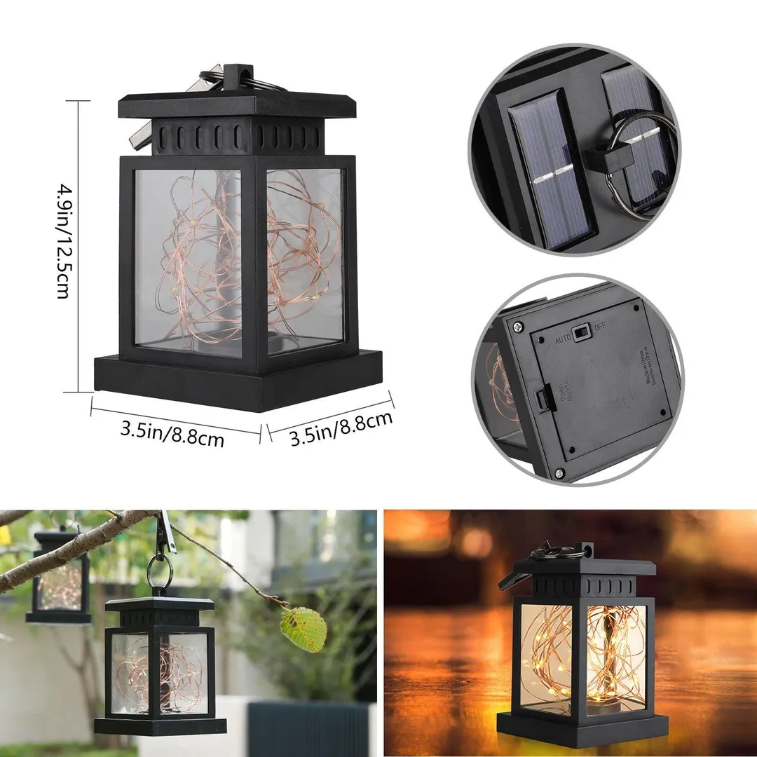 EEEKit Hanging Solar LED Light, Waterproof Solar Copper Wire Lantern, Table Lights, Outdoor Landscaping Lighting, Solar Powered Courtyard Hanging Lamp Decoration for Home, Patio, Garden, Lawn, Party, photo 8 of 9