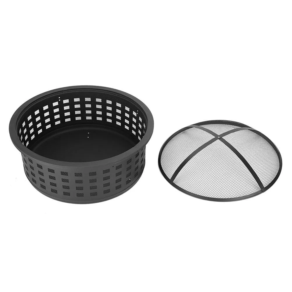 GLiving 26" Fire Pits,Outdoor with BBQ Grill Shelf Backyard Garden Heater/Ice Pit Outdoor Wood Burning Table, photo 3 of 9