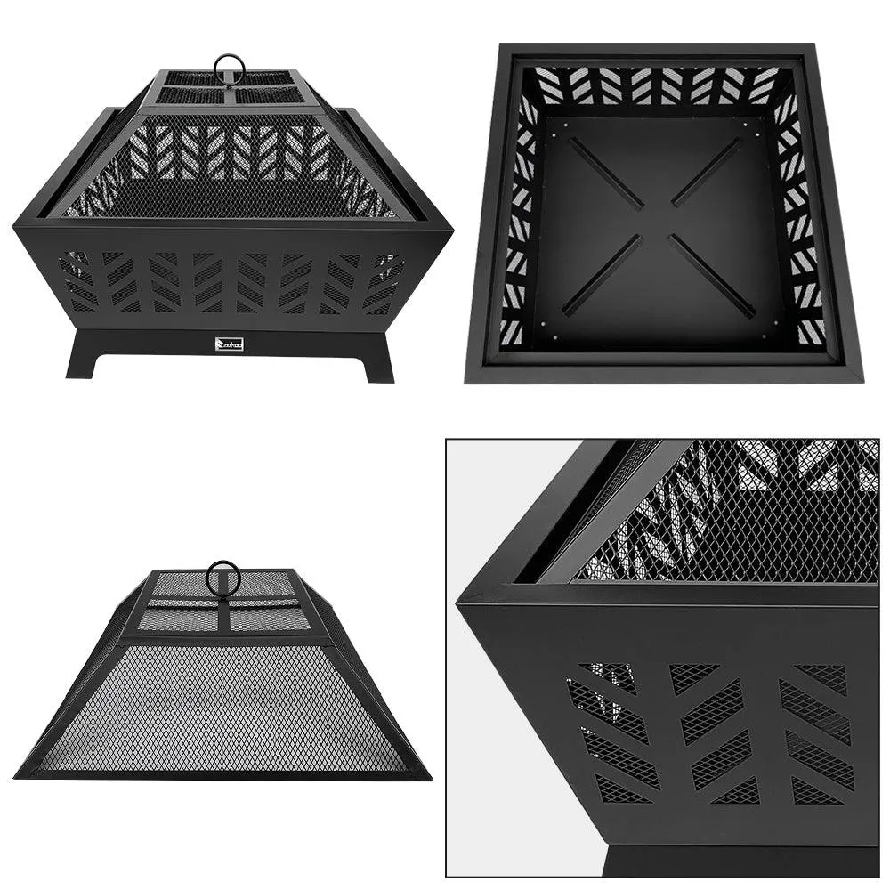 NuFazes 26 Inch Outdoor Wood Fire Four-Corner Pits / Heater / Heater / Black Zokop Yl013F, photo 2 of 6