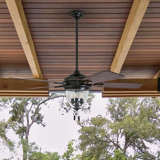 Honeywell Glencrest 52" Craftsman Industrial Oil Rubbed Bronze LED Outdoor Ceiling Fan with Light, photo 9 of 12