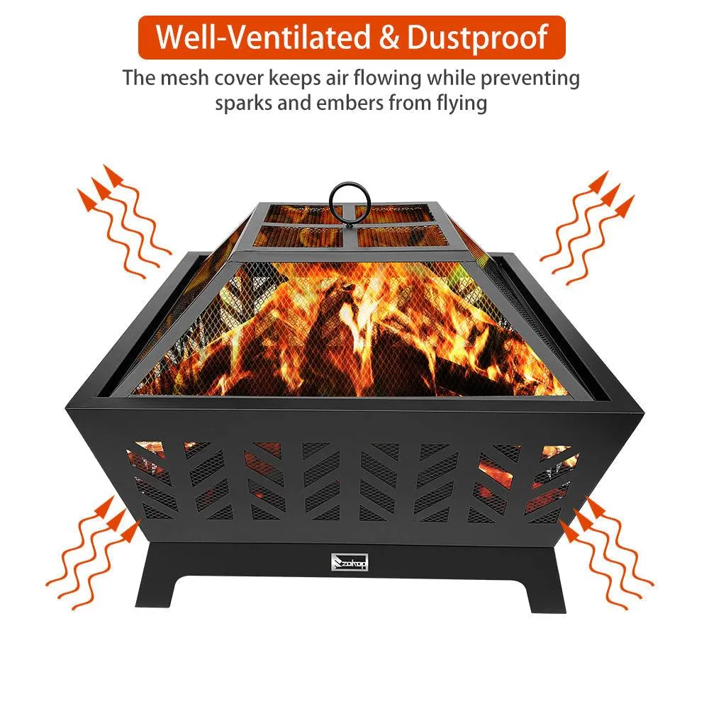 NuFazes Zokop Yl013F/26 Inch Outdoor Wood Fire Four-Corner Pits / Heater / Heater / Black, photo 3 of 6
