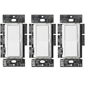 Diva 3-Pack 3-Switch 150-Watt 3-Way Double Pole White Indoor Slide Dimmers