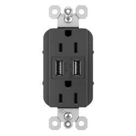 radiant Black 15-Amp Decorator Tamper Resistant Residential Usb Outlet