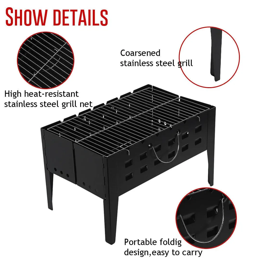 Portable Charcoal BBQ Grill, Folding Kabob Grill Premium Iron Camping Grill for Outdoor Garden Patio Cooking Camping Hiking Picnics Garden Travel, photo 3 of 10