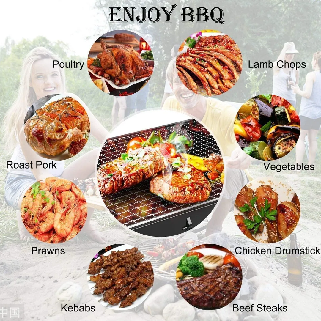 Barbecue Charcoal Grill Stainless Steel Folding Portable BBQ Tool Kits for Outdoor Cooking Camping Hiking Picnic Patio Smoker, photo 7 of 8