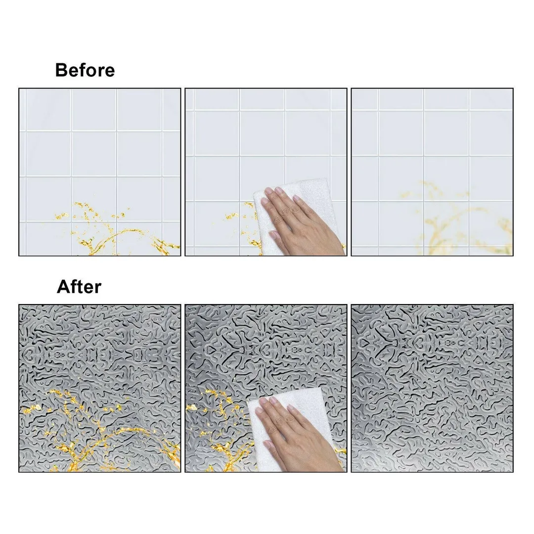 Kitchen Backsplash Sticker, Aluminum Foil Orange Peel Texture Wall Paper, Waterproof Removable DIY Wallpaper, Self-Adhesive Oil-Proof Heat-resist Wall Stickers for Countertop Drawer Liner Shelf Liner, photo 5 of 9