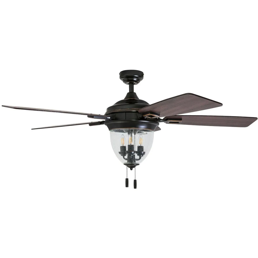Honeywell Glencrest 52" Craftsman Industrial Oil Rubbed Bronze LED Outdoor Ceiling Fan with Light, photo 6 of 12