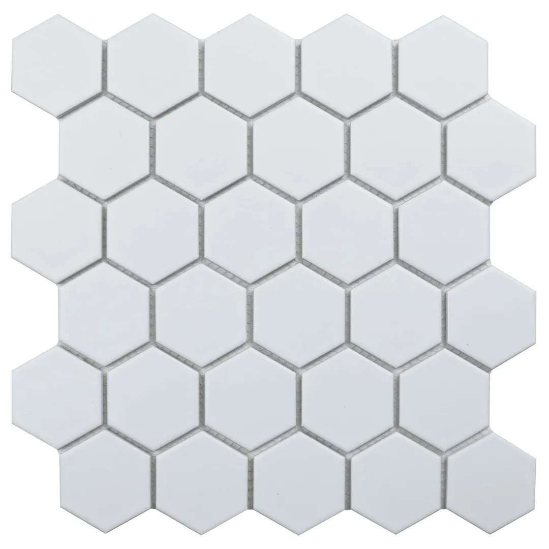 WS Tiles - Value Matte White 10.5 in. x 10.5 in. Porcelain 2" Hexagon Mosaic Floor & Wall Tile (9 sq. ft / Case), photo 3 of 8