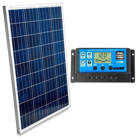 100 Watts 12 Volts Polycrystalline Solar Panel + Charge Controller Combo - Fast Charging