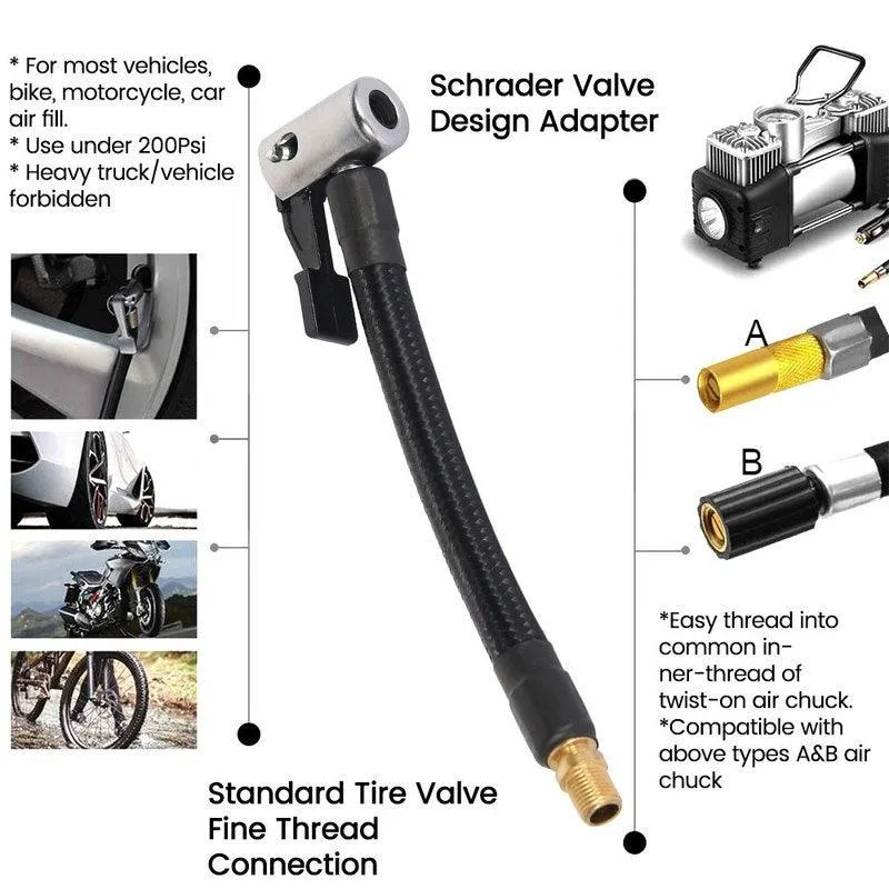 Willstar Locking Air Chuck with Air Hose and Standard Tire Valve Fine Thread, Air Inflator Hose Adapter for Twist on Convert To Lock on Connection, photo 6 of 10