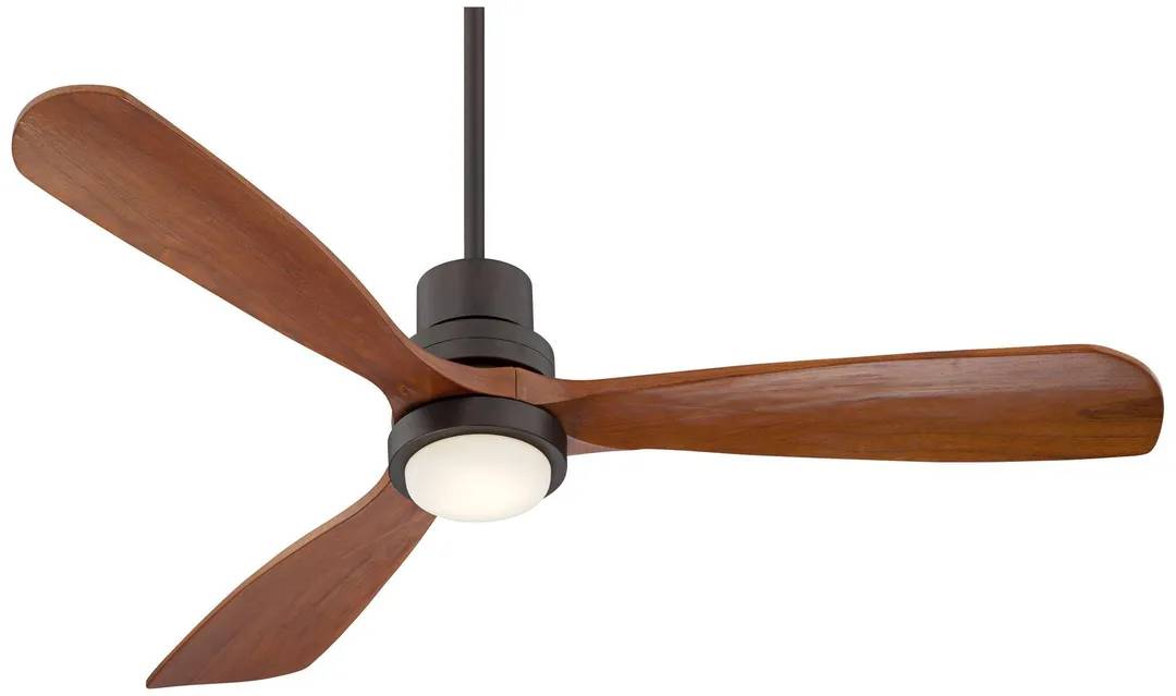 Casa Vieja 52" Casa Vieja Modern Outdoor Ceiling Fan with Light Solid Wood Delta-Wing Oil Rubbed Bronze Damp Rated for Kitchen Patio, photo 2 of 8