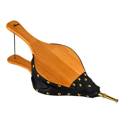 Wooden Fireplace Blower Leather Winder Wind Blowing Outdoor Barbecue Supplies