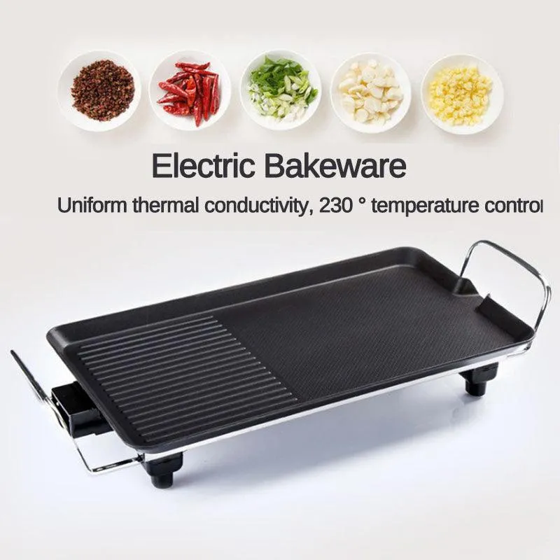 Multifuntional110V Electric Teppanyaki Grill Electric BBQ Grill Non-Stick Barbecue Plate Smokeless Barbecue Machine for Kitchen Indoor Outdoor Camping, photo 2 of 9
