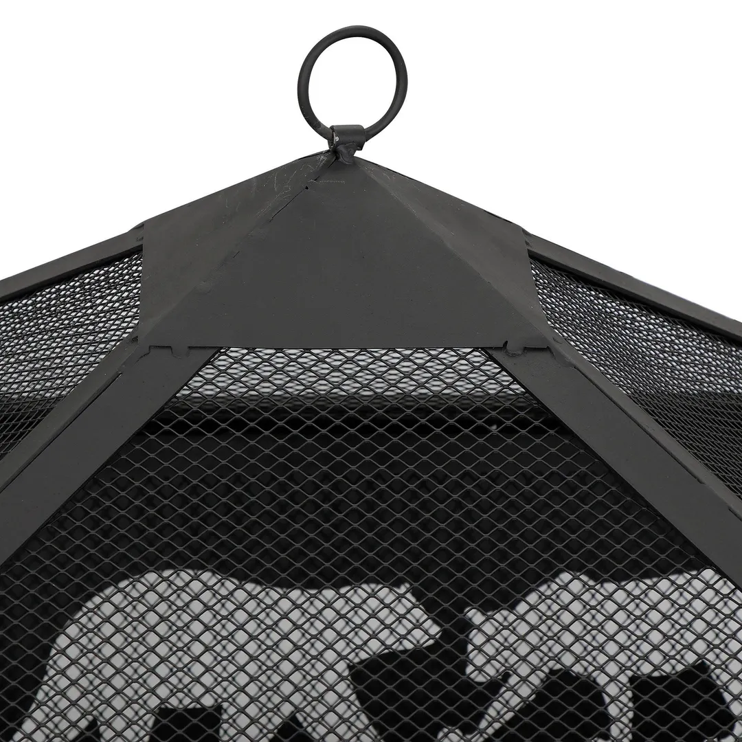 Segawe 26" Metal Iron Pyramidal Guard Fire Pit - Antique Style Burner, Bonus Dacron Weather Cover and Poker, photo 3 of 9