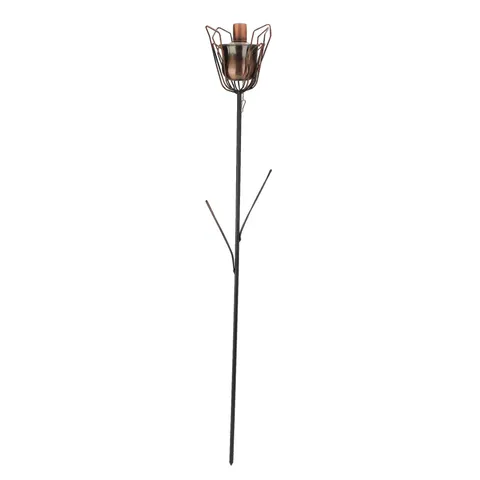 30" Flower Shape Garden Oil Lamp Outdoor Patio Torch - Brushed Copper