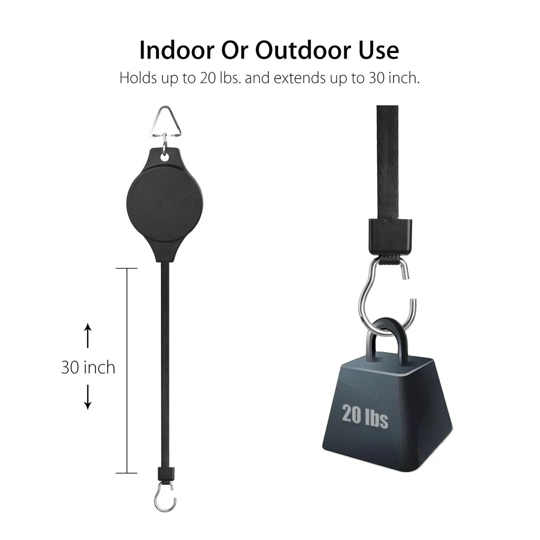 EEEKit 4/3/2/1 PACK Plant Pulley Retractable Hanger, Hanging Planters Flower Basket Hook, Plant Hanger Hanging Garden Baskets Pots and Birds Feeder Hang High Up and Pull Down to Water and Feed, Black, photo 9 of 12