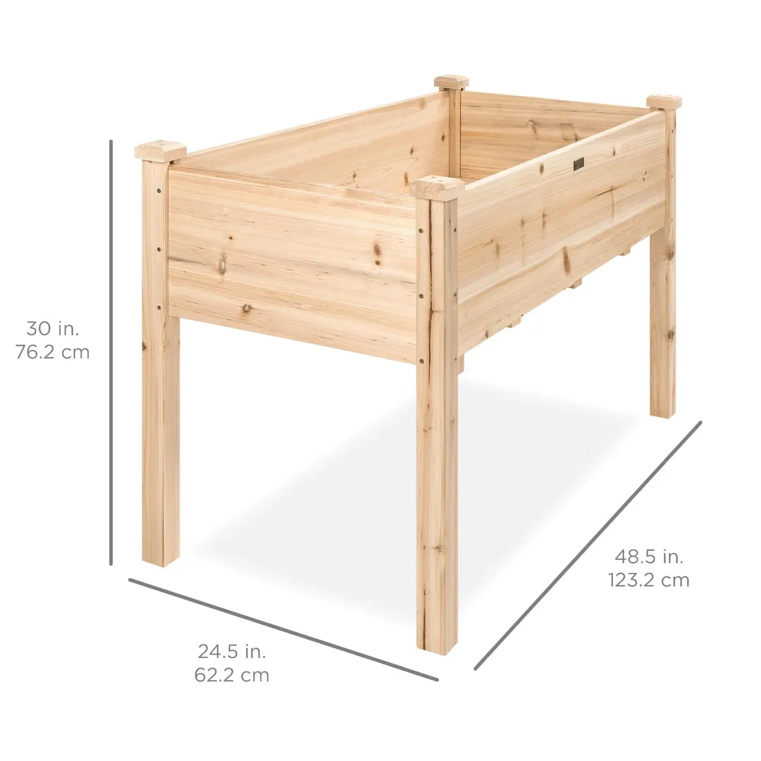 Best Choice Products 48x24x30in Elevated Raised Wood Planter Garden Bed Box Stand for Backyard, Patio - Natural, photo 7 of 7