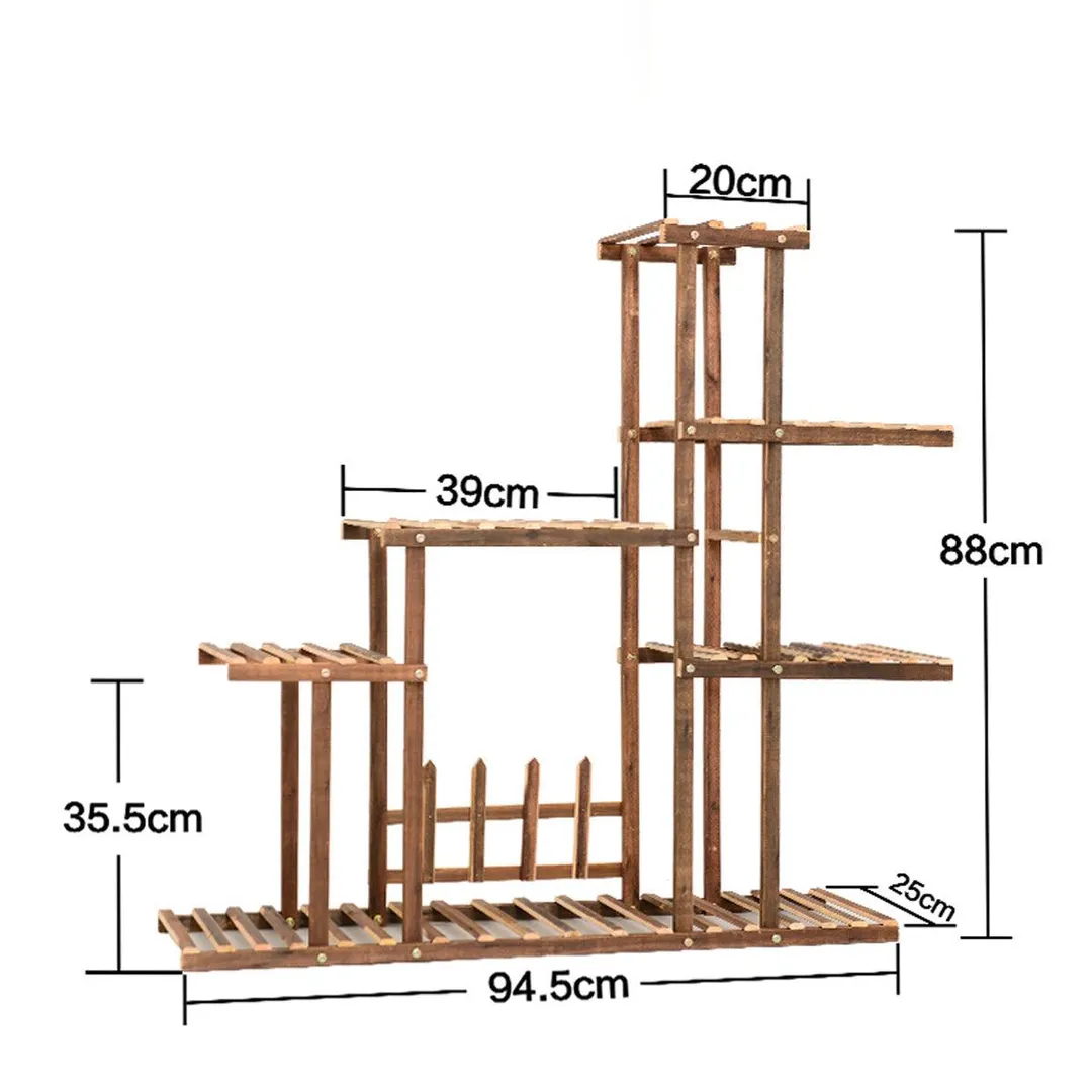 Fir Wood Plant Flower Pot Stand Shelf Rack Display Wheels Indoor Outdoor Garden, photo 6 of 6