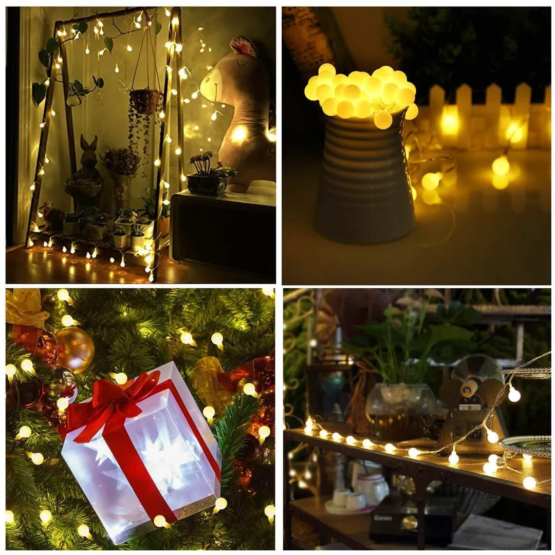 Urhomepro 19.68ft 20 LEDs Globe Christmas String Lights Starry Fairy Lights with Remote Control, Room Decor Ball String Lights for Outdoor Indoor Bedroom Garden Patio Wedding Christmas Tree, Warm White, Q7245, photo 11 of 11