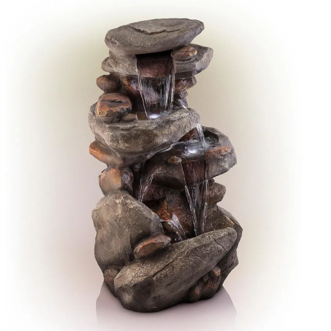 Alpine Corporation 4-Tier Rock Water Fountain with LED Lights, photo 10 of 11