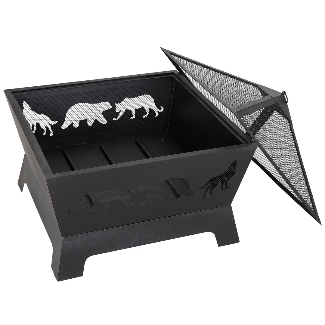 Segawe 26" Metal Iron Pyramidal Guard Fire Pit - Antique Style Burner, Bonus Dacron Weather Cover and Poker, photo 5 of 9