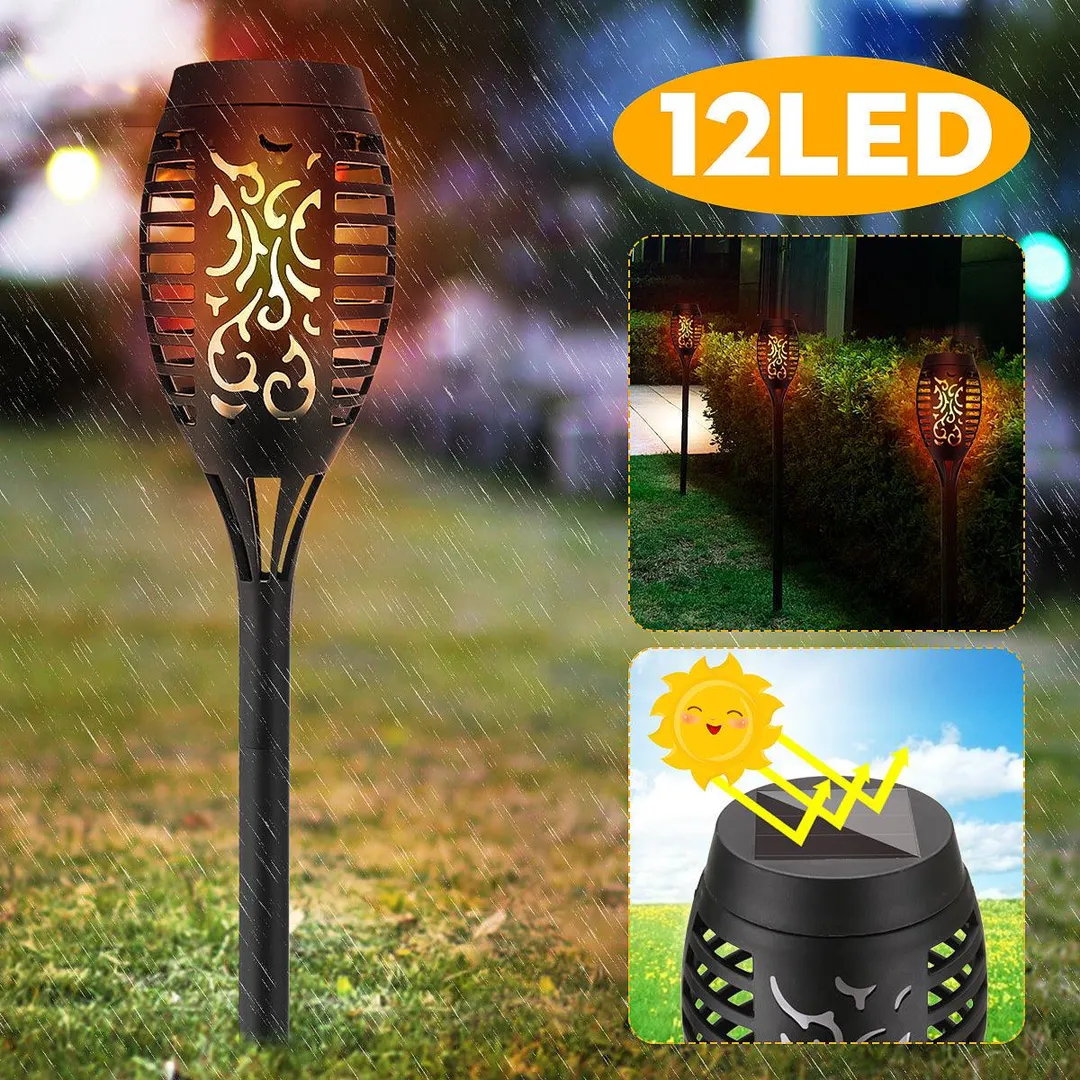 Novashion Solar Flame Flickering Torch, Waterproof Dancing Flame Solar Lights Outdoor, Solar Tiki Torches, Dusk to Dawn Solar Torch Light, 1/4/6/12 Pack, photo 2 of 7
