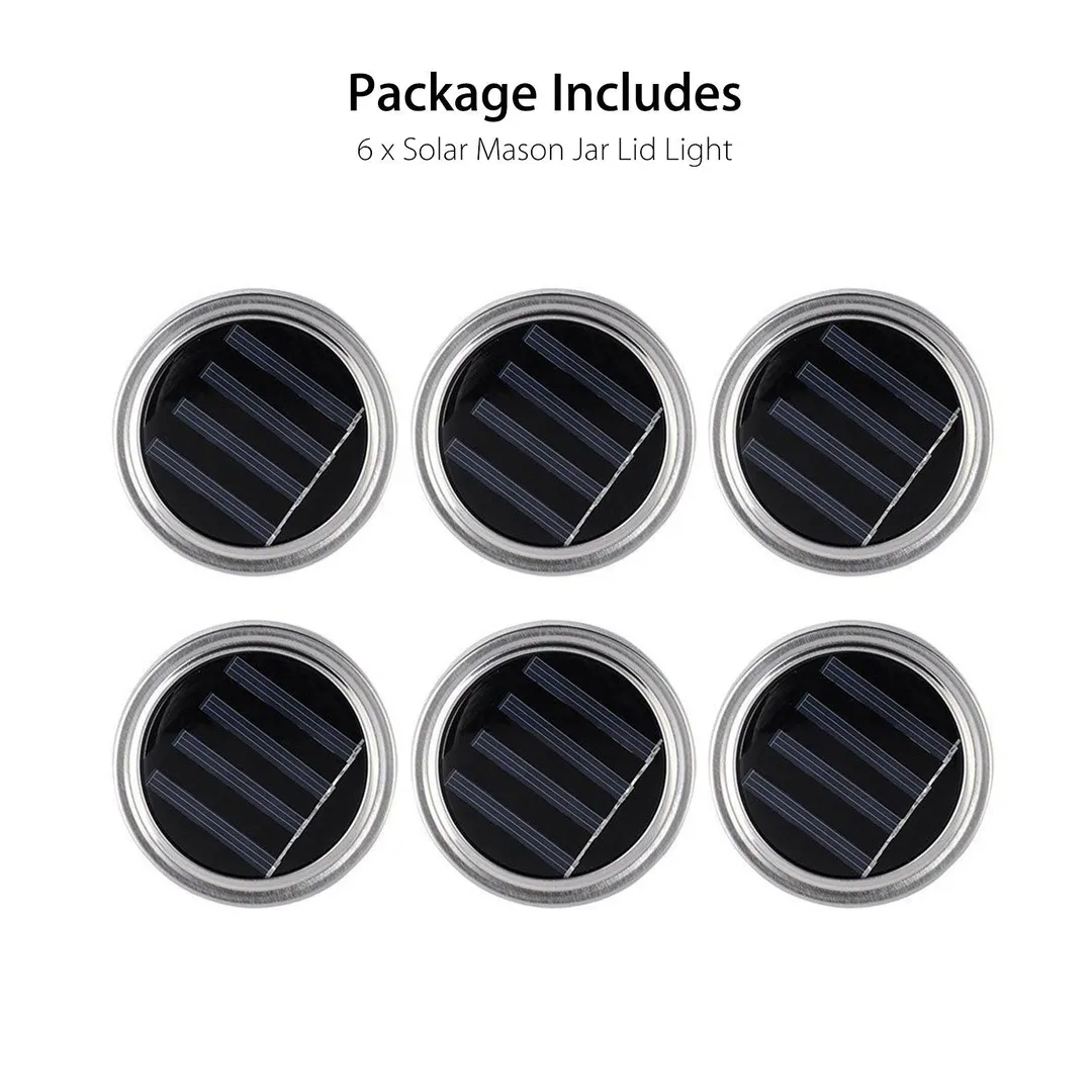 TSV Solar Mason Jar Lid Lights, 6 Pack 10 Led String Fairy Star Firefly Jar Lids Lights, Best for Mason Jar Decor,Patio Garden Decor Solar Laterns Table Light, photo 8 of 8