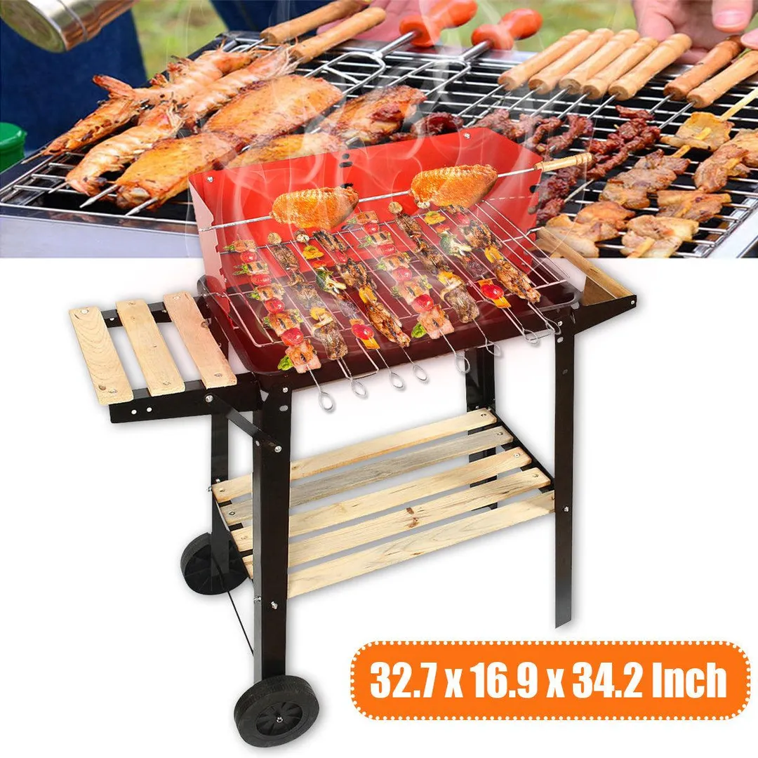 Portable BBQ Grill Charcoal Barbecue Pit Outdoor Camping Backyard Picnic Meat Cooker Smoker, photo 2 of 5