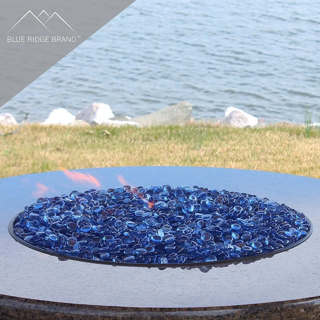 Blue Ridge Brand Fire Pit Glass - Light Blue Reflective Fire Glass Beads 3/4" - Reflective Fire Pit Glass Rocks - Blue Ridge Brand™ Reflective Glass Beads for Fireplace and Landscaping 3, 5, 10, 20, 50 Pounds, photo 4 of 6